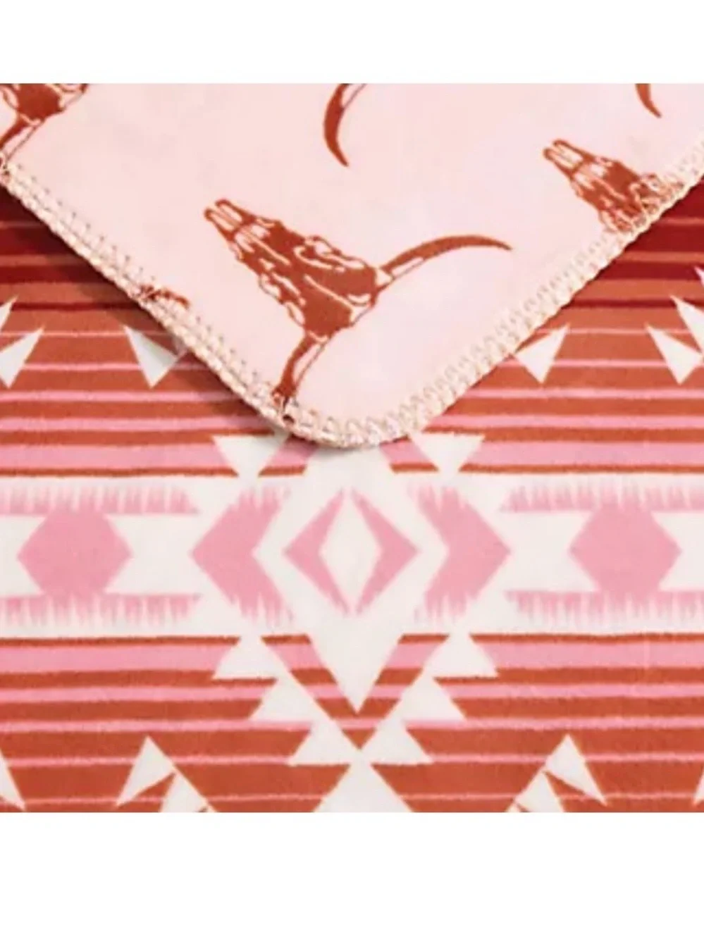 Wrangler Reversible Plush Throw Blanket - Pink & Rust